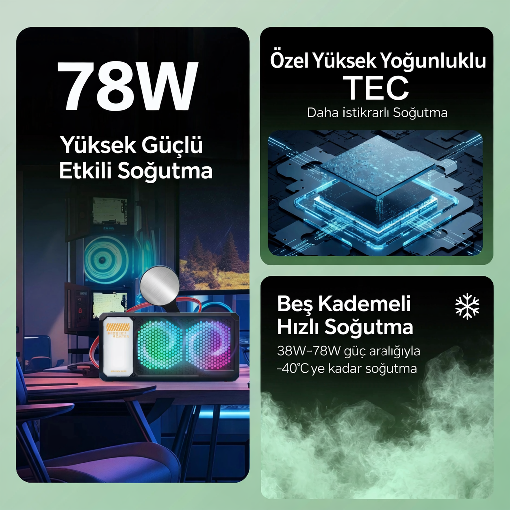 Yüksek Güçlü Sıvı Soğutmalı Radyatör Seti 78W - Tablet Telefon Soğutucusu Mobil Oyunlar