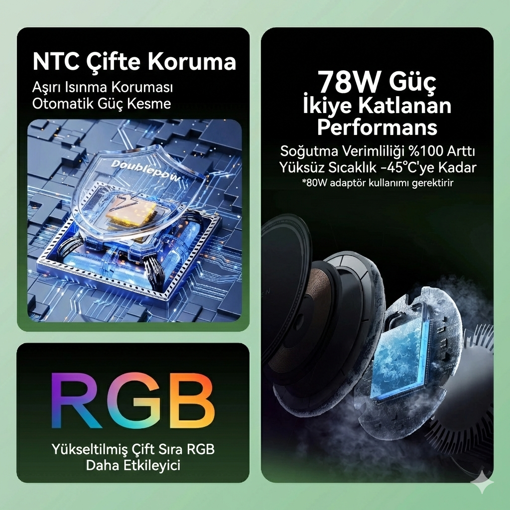 Yüksek Güçlü Sıvı Soğutmalı Radyatör Seti 78W - Tablet Telefon Soğutucusu Mobil Oyunlar