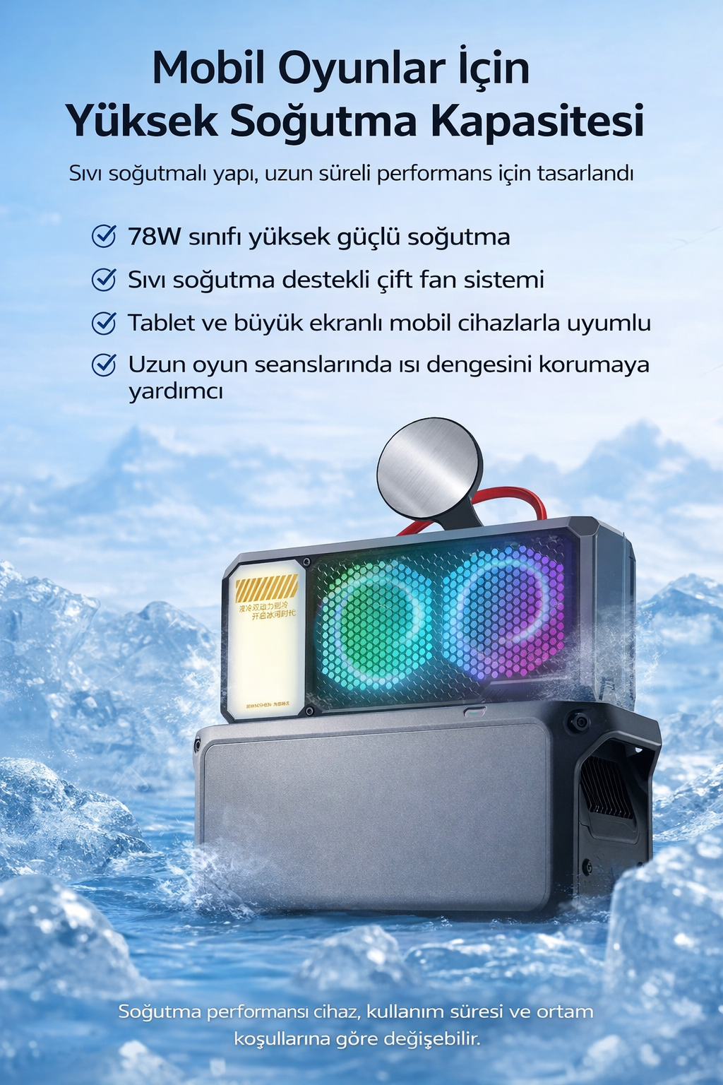 Yüksek Güçlü Sıvı Soğutmalı Radyatör Seti 78W - Tablet Telefon Soğutucusu Mobil Oyunlar