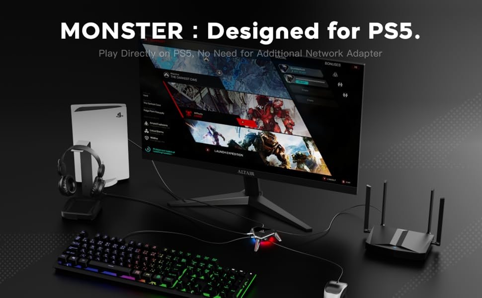 Monster AX600 Setli PS5 Klavye Fare Konsol Dönüştürücüsü PS4 Xbox Series X/S NS/NS2 PC